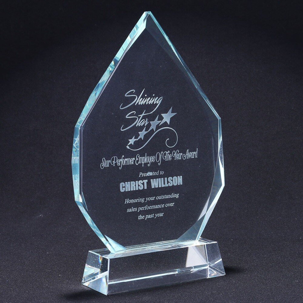 Personalized Crystal Trophy Arrowhead Graduation School Work Achievement Award